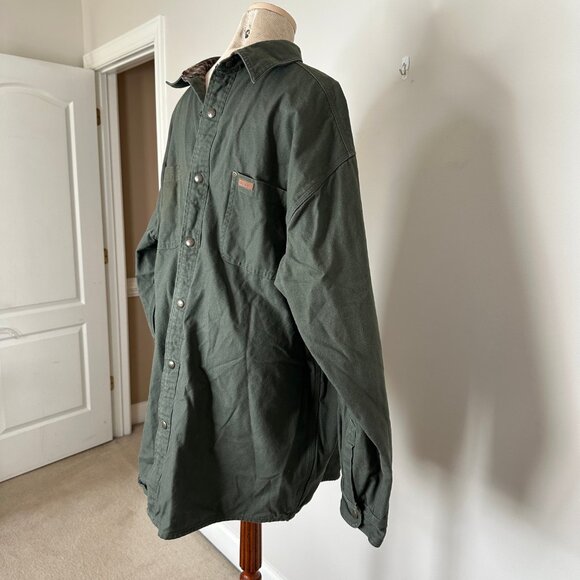 Carhartt Olive Green Flannel Lined Duck Canvas Snap Button Jacket Men's XL - Picture 5 of 10